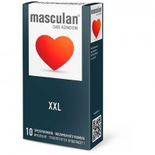 Презервативы «XXL» увеличенного размера, 10 штук, Masculan 1056, из материала латекс, цвет прозрачный, длина 19 см., со скидкой
