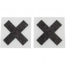 Пэстисы в форме креста с блестками «Cottelli Collection», цвет черный, Orion 7731580000, из материала бумага, длина 5.9 см., со скидкой