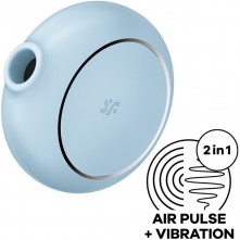 Клиторальный стимулятор с вакуумом и вибрацией «Pro To Go 3», цвет голубой, Satisfyer J2018-309-1, длина 8.1 см., со скидкой