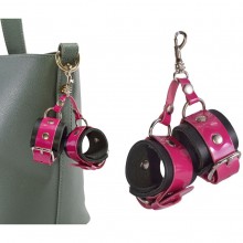 Черно-розовый брелок-наручники, Sitabella 3077-140, бренд СК-Визит, из материала кожа, цвет черный
