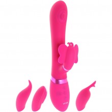 Вибромассажер с 4 насадками «Etsu Pink», цвет фуксия, Shots Media VIVE031PNK, длина 22.3 см., со скидкой