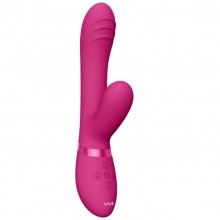 Вибромассажер-кролик «Tani» с имитацией движения пальцев, цвет розовый, Shots VIVE041PNK, бренд Shots Media, длина 21.5 см., со скидкой