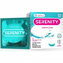 Ультратонкие натуральные презервативы «Ultra Thin», 3 шт, Serenity 6949402825702, из материала латекс, цвет прозрачный, длина 18 см.