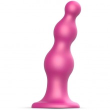 Розовая насадка-фаллоимитатор «Dildo Plug Beads Framboise S», Strap-On-Me 6016572, из материала силикон, длина 12.8 см., со скидкой