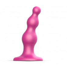 Фаллоимитатор из жидкого силикона «Dildo Plug Beads L», розовый, Strap-On-Me 6016596, длина 14.8 см., со скидкой