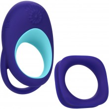 Набор мужских эрекционных колец «Link Up Alpha» с вибрацией, цвет синий, материал силикон, California Exotic Novelties SE-1350-20-3, длина 9 см., со скидкой