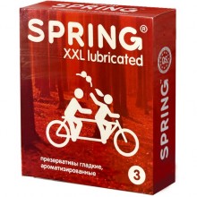 Презервативы «XXL Lubricated» увеличенные, 3 шт, Spring, из материала латекс, цвет бесцветный, длина 19.5 см.