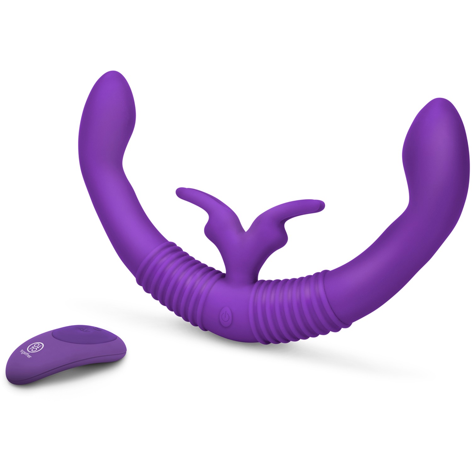 Парный двухголовый фиолетовый кролик-вибратор «Female Intimacy Vibe», Together Toy TOG-002, длина 25.4 см., со скидкой