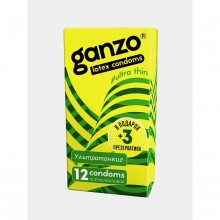 Ультратонкие презервативы «Ultra thin», 15 шт в упаковке, Ganzo 8973GZ, из материала латекс, длина 18 см., со скидкой