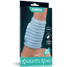 Вибро-насадка на пенис «Wave Knights Ring», цвет голубой, LoveToy LV343124, из материала TPE, длина 10 см., со скидкой