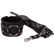 Черные наручники-напульсники из натуральной кожи, СК-Визит Ситабелла 3063-1, цвет черный, длина 27 см.