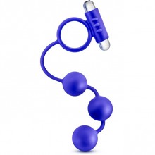 Синее эрекционное кольцо с анальным стимулятором «Penetrator», Blush Novelties BL-01902, из материала силикон, цвет синий, длина 33 см.