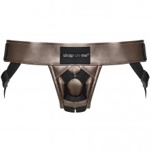 Бронзовый пояс для страпона «Leather Curious Harness», Strap-On-Me 6016053, из материала искусственная кожа, со скидкой