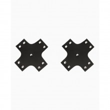 Пэстисы на грудь черные с заклепками, Джага-Джага 941-12-1 black dd, из материала Экокожа, цвет Черный, длина 7.5 см., со скидкой