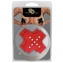 Пэстисы на грудь с клепками «Джага-Джага» в форме креста, цвет красный, 941-11-2 red dd, со скидкой