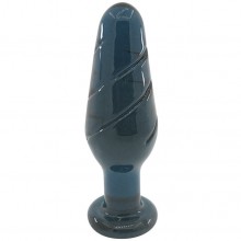 Анальная стимулирующая пробочка со спиралью, цвет синий, материал стекло, TAP-0400, бренд OEM, длина 11.5 см.