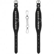 Наручники со стразами «Diamond Studded Wrist Cuffs», цвет черный, Shots Media OU570BLK, длина 27 см., со скидкой
