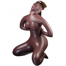 Надувная кукла со вставной вагиной и анусом «Cowgirl Style Love Doll», цвет коричневый, LoveToy LV153014, из материала ПВХ, длина 98 см., со скидкой