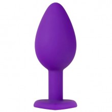 Фиолетовая анальная пробка с золотистым кристаллом-сердцем «Bling Plug Small», BL-95831, бренд Blush Novelties, из материала силикон, длина 7.6 см., со скидкой