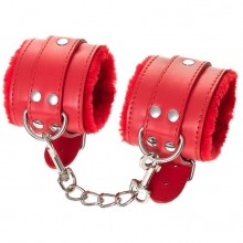 Красные наручники из искусственной кожи «Anonymo», ToyFa 310105, из материала искусственная кожа, цвет красный, длина 19.5 см.