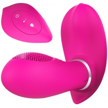 Клиторальный вибратор в трусики с вагинальным отростком для точки G, цвет розовый, TVB-0009R, бренд OEM, длина 13 см.