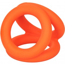 Тройное эрекционное кольцо «Alpha Liquid Silicone Tri-Ring» из жидкого силикона, цвет оранжевый, California Exotic Novelties SE-1492-36-2, диаметр 3.75 см., со скидкой