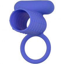 Мужское эрекционное кольцо на пенис «Silicone Rechargeable Endless Desires Enhancer» с вибрацией и кольцом для мошонки, цвет синий, Calexotics SE-1844-30-3, из материала силикон, длина 10.25 см., со скидкой