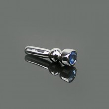 Уретральная страза с голубым кристаллом, материал медицинская сталь, TUP-0035G, бренд OEM, цвет серебристый, длина 4.8 см.