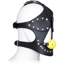Шлем-маска с шорами и кляпом, цвет черный, TFB-0430, бренд OEM, из материала экокожа, со скидкой