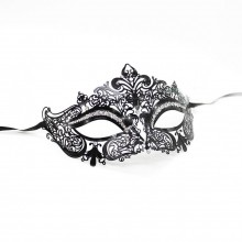 Кружевная карнавальная маска со стразами, цвет черный, TFB-0410