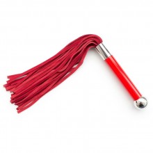 Бархатистая многохвостая плеть с акриловой ручкой, цвет красный, TPK-0016K, из материала искусственная кожа, длина 38 см., со скидкой