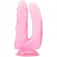 Фаллоимитатор сдвоенный «Hi-Rubber» на присоске, цвет розовый, Chisa Novelties CN-711941676, из материала ПВХ, длина 18 см., со скидкой