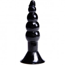 Анальная елочка из шариков с присоской, цвет черный, TAP-0508B, бренд OEM, длина 11 см.