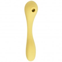 Гибкий вагинально-клиторальный вибростимулятор «Bobi», цвет желтый, Magic Motion 861161, из материала силикон, длина 20.5 см., со скидкой