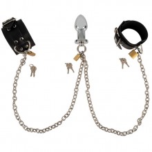 Набор наручники и анальная втулка «Fetish Collection Cuffs&Plug», цвет серебристый, Orion 24931951001, из материала металл, длина 9 см., со скидкой