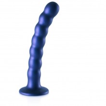 Изогнутый фаллоимитатор «Beaded G-Spot» с плавным рельефом, цвет синий, Shots Media OU823MBL, длина 16.5 см., со скидкой
