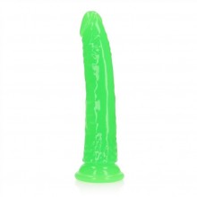 Фаллоимитатор на присоске «Slim Realistic Dildo With Suction Cup» люминесцентный, цвет зеленый, Shots Media REA143GLOGRN1, длина 20 см., со скидкой