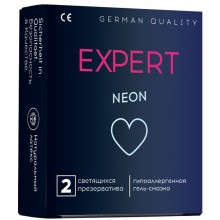 Презервативы Еxpert «NEON» светящиеся, 2 штуки, 401-0311, бренд Expert, из материала латекс