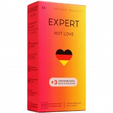 Презервативы с разогревающим эффектом «Hot Love», 12+3 штуки, Expert 201-0595, из материала латекс, длина 18 см., со скидкой