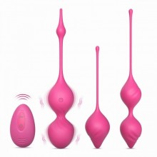 Вагинальные шарики с вибрацией «Vibrating Kegel Ball Set Remote Controlled» на радиоуправлении, цвет розовый, AKB002RE, бренд Tracy`s Dog, из материала силикон, диаметр 3.9 см., со скидкой