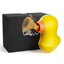 Вакуумный стимулятор для женщин «Mr Duckie Clitoral Sucking Vibrator», цвет желтый, AVB024YE, из материала силикон, длина 8.5 см., со скидкой