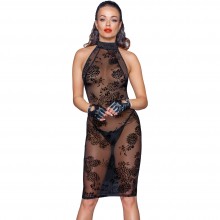 «Midi tulle dress» эротическое мини платье из тюля с вышивкой, S черный, F24000001, со скидкой