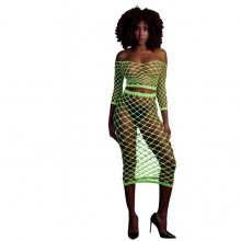 Топ с нижней юбкой «Crop Top and Long Skirt», цвет зеленый, размер One Size, Shots Media OU834GLOOS, из материала нейлон, One size