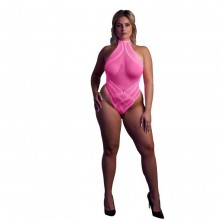 Светящееся боди «Body With Halter Neck», цвет розовый, размер XL/4XL, Shots Media OU839GPNOSX, из материала нейлон, коллекция Ouch!