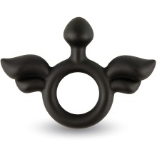 Кольцо эрекционное «Rooster Jeliel Angel» с крылышками, цвет черный, Velv'Or E31026, из материала силикон, диаметр 3 см., со скидкой
