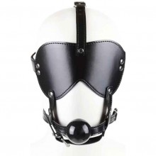 Черная кляп-маска для БДСМ, Notabu ntb-80749, диаметр 4 см., со скидкой
