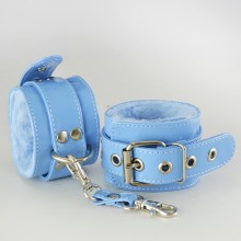 Яркие наручники из искусственной лаковой кожи голубого цвета, Sitabella 5010-50, бренд СК-Визит, из материала искусственная кожа, длина 30 см., со скидкой