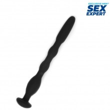 Гибкий уретральный плаг, цвет черный, Sex Expert игрушки SEM-55252, из материала силикон, длина 10 см., со скидкой