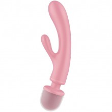 Мощный вибратор-кролик «Triple Lover» с массажером для тела, цвет розовый, 4018218, бренд Satisfyer, длина 23.7 см., со скидкой