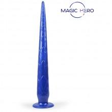 Фэнтэзийная анальная втулка на присоске, Magic Hero MH-13030, из материала силикон, цвет синий, длина 37 см., со скидкой